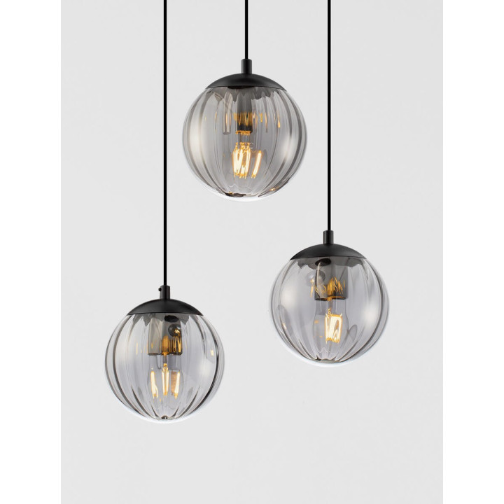 LUCES CELONDA LE45219 lampa wisząca 3xE27 kula czarna