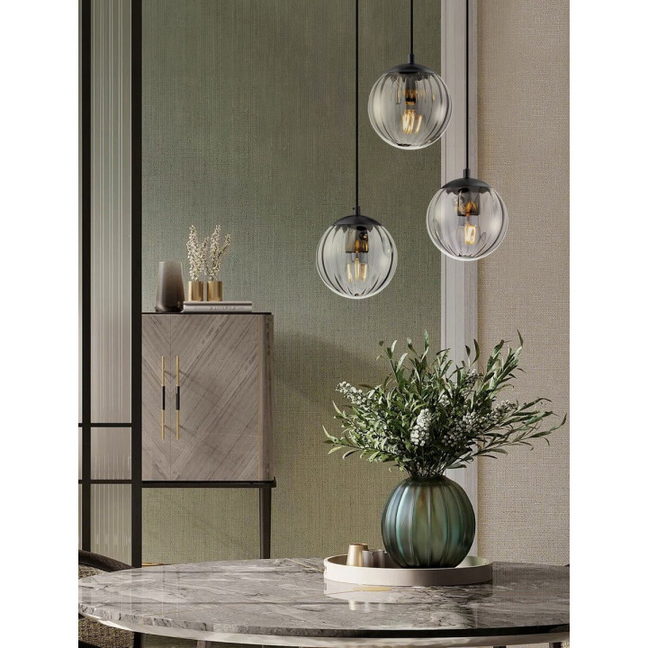 LUCES CELONDA LE45219 lampa wisząca 3xE27 kula czarna