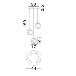 LUCES CELONDA LE45219 hanging lamp 3xE27 ball black