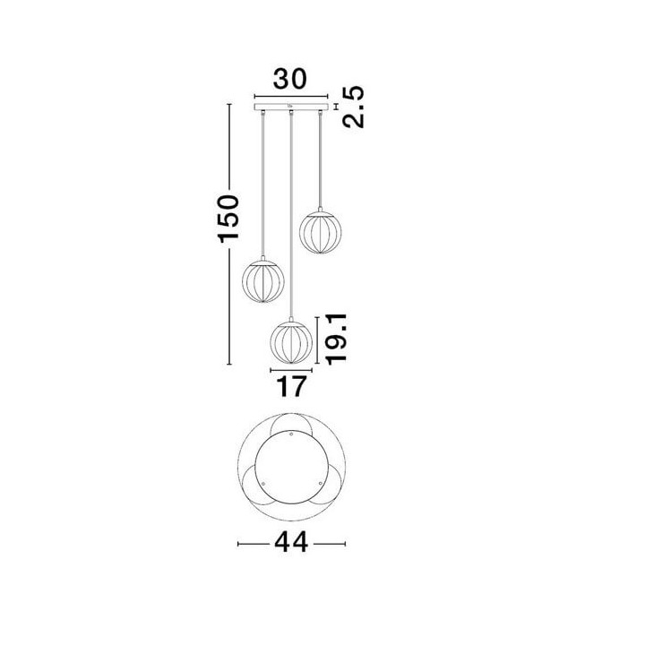LUCES CELONDA LE45219 lampa wisząca 3xE27 kula czarna