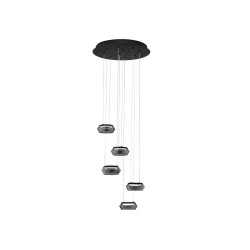 LUCES OVANIRA LE45196 hanging lamp black LED 3000K 5 lampshades