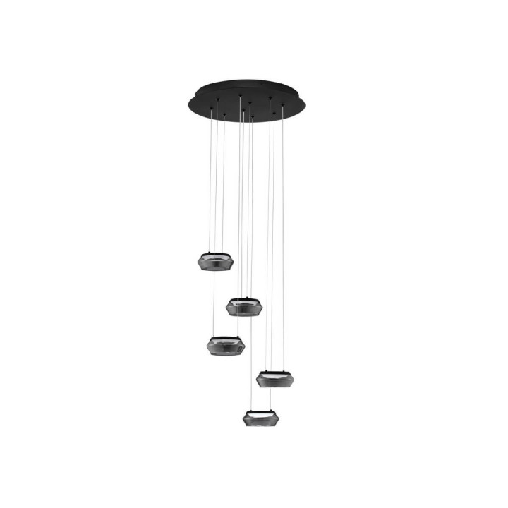 LUCES OVANIRA LE45196 lampa wisząca czarna LED 3000K 5 kloszy