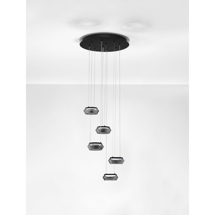 LUCES OVANIRA LE45196 lampa wisząca czarna LED 3000K 5 kloszy