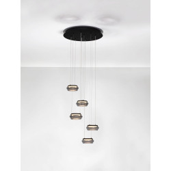 LUCES OVANIRA LE45196 hanging lamp black LED 3000K 5 lampshades
