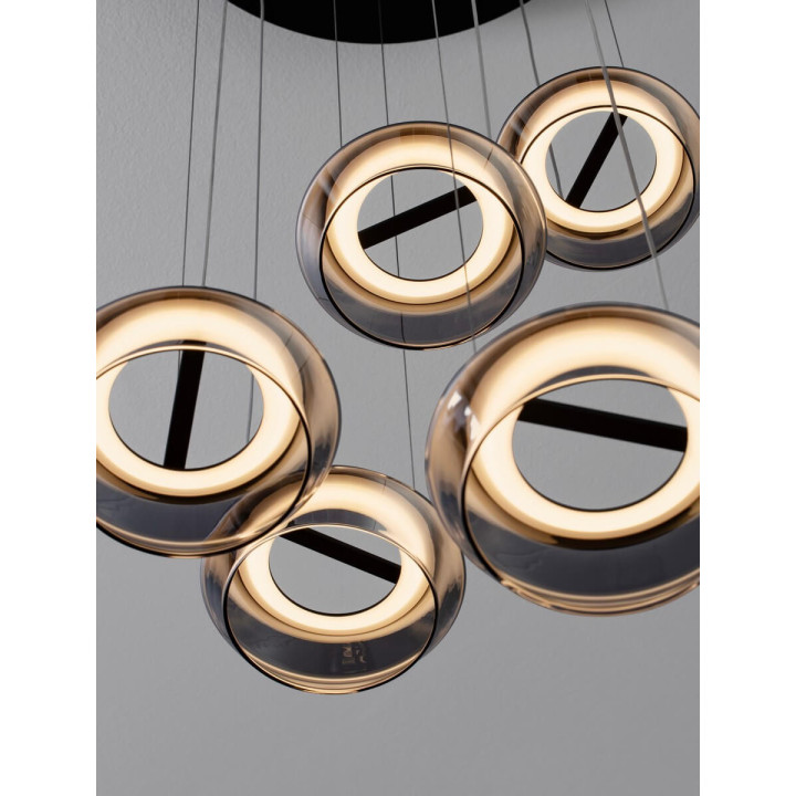 LUCES OVANIRA LE45196 hanging lamp black LED 3000K 5 lampshades