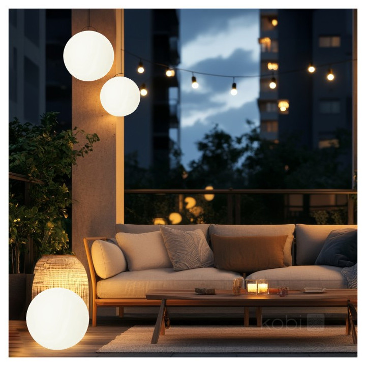 Lampa solarna kula LED GARDEN BALL RGB+3000K 30cm, 40cm