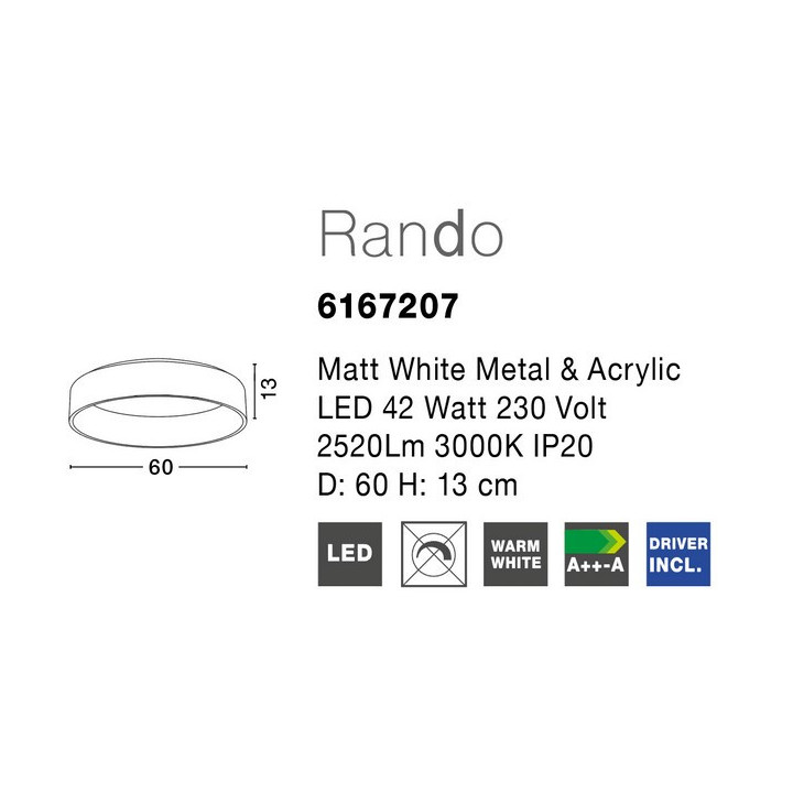 LUCES TOME LE41545/8 plafon LED 60cm biały, czarny