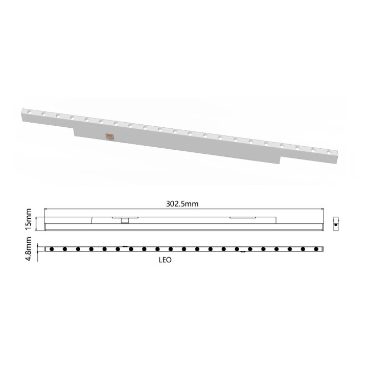 FIVETRACK LEO biała, czarna lampa diodowa LED 30cm do szyn 5mm