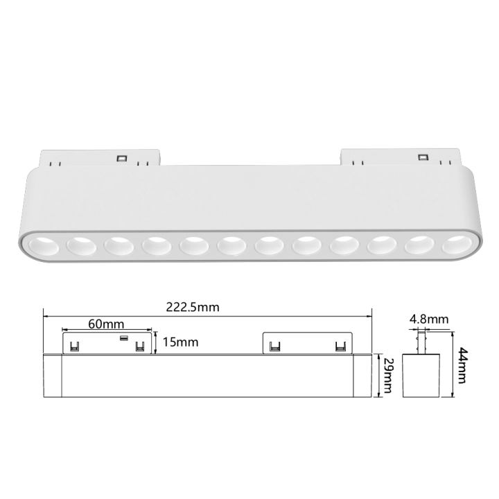 FIVETRACK DRACO do szyn 5mm biała, czarna LED 12W 3000-4000K