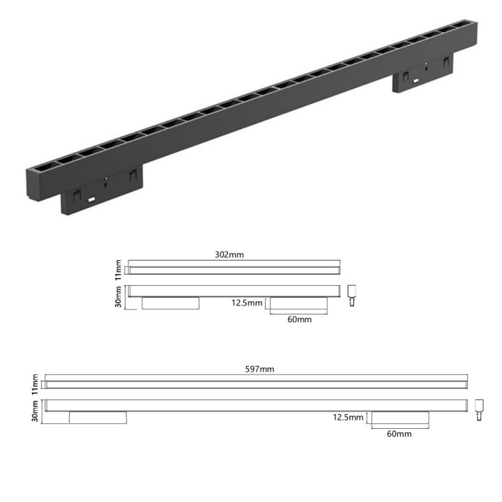 FIVETRACK TAURUS 5mm biała, czarna 30cm, 60cm diodowa 48V