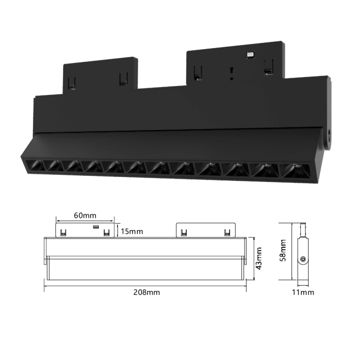 FIVETRACK GEMINI track 5mm white, black LED 7W