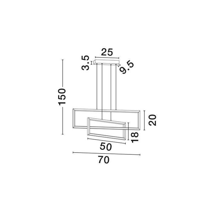 LUCES ANZELIO LE45474 lampa wisząca LED 2 prostokątne ramki