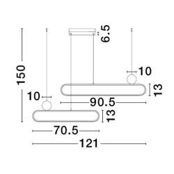LUCES TURVIANO LE45490 lampa wisząca LED 49W czarno-złota