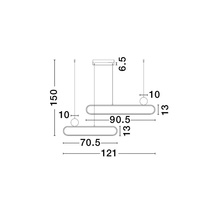 LUCES TURVIANO LE45490 lampa wisząca LED 49W czarno-złota