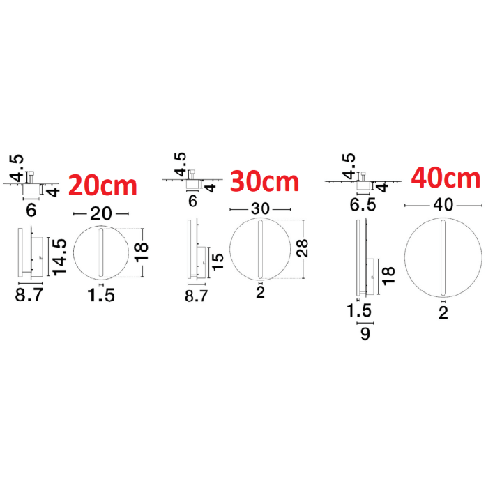 LUCES GALURCA LE45546 LED wall lamp with white dial 3 sizes