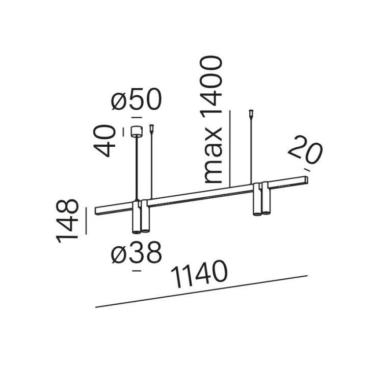 AQFORM PET mini horiz x4 LED zwieszany 59946 lampa 114cm