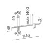 AQFORM PET mini horiz x4 LED suspended 59946 length 114cm