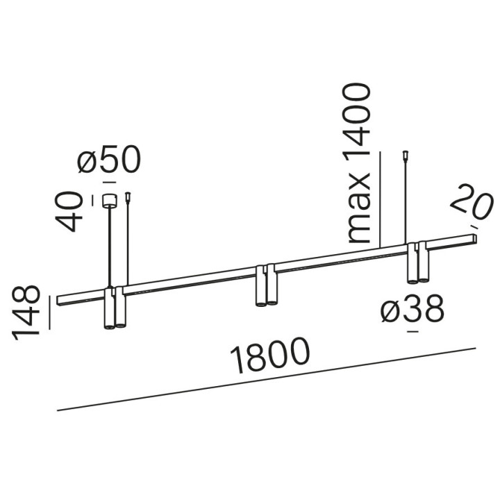 AQFORM PET mini horiz x6 LED zwieszany 59947 lampa 180cm
