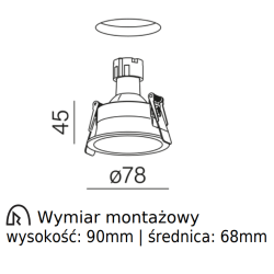 AQFORM HOLLOW GU10 wpuszczany z ramką 38054 7,8cm 4 kolory