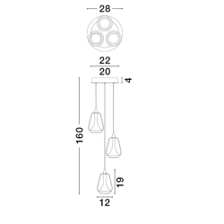 LUCES RORIZNO LE45110/13 LED pendant lamp 3000K 3 lampshades