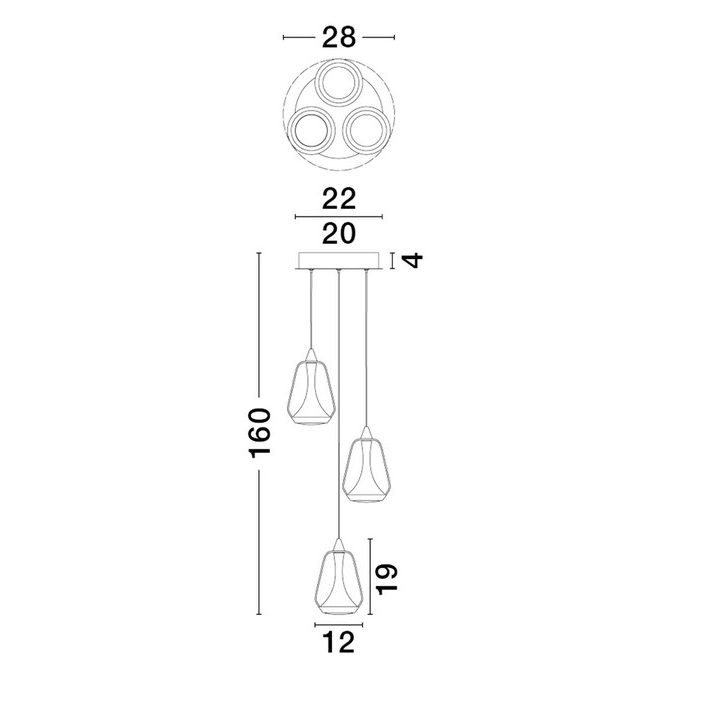 LUCES RORIZNO LE45110/13 lampa wisząca LED 3000K 3 klosze
