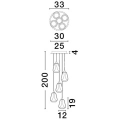 LUCES RORIZNO LE45111/4 lampa wisząca LED 5 kloszy 2 kolory