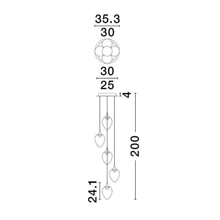 LUCES VAZENDO LE45117/20 hanging lamp 5 lampshades LED 3000K