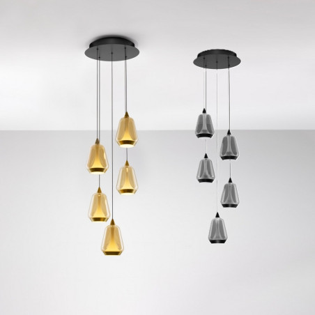 LUCES RORIZNO LE45111/4 lampa wisząca LED 5 kloszy ze szkła LUCES RORIZNO LE45111/4 lampa wisząca LED 5 kloszy ze szkła