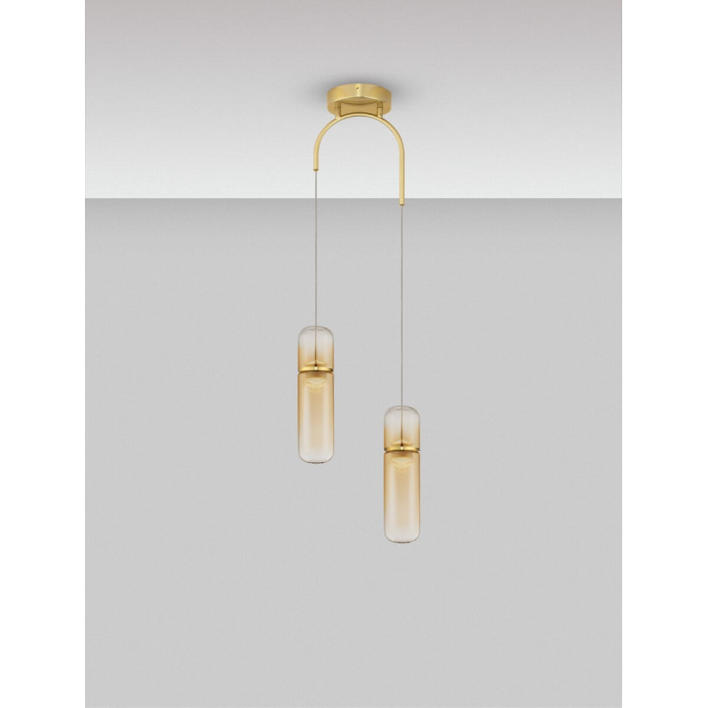 LUCES REBALVO LE45199 złota lampa wisząca LED 2-punktowa