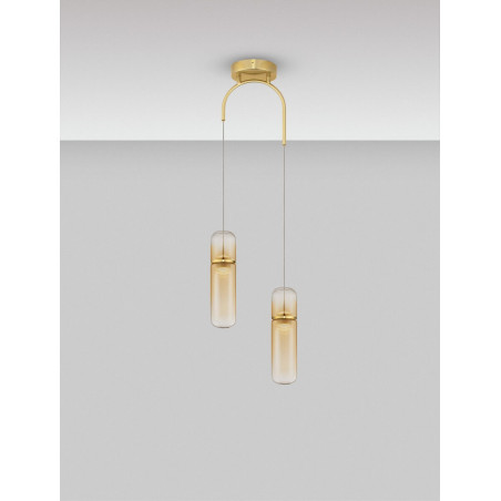 LUCES REBALVO LE45199 złota lampa wisząca LED 2-punktowa LUCES REBALVO LE45199 złota lampa wisząca LED 2-punktowa