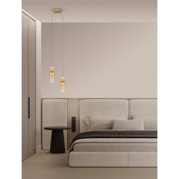 LUCES REBALVO LE45199 gold LED pendant lamp 2-bulb