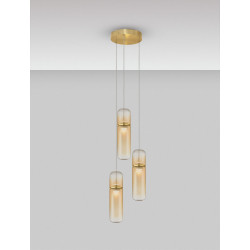 LUCES REBALVO LE45200 pendant lamp gold 3 lampshades LED 21W