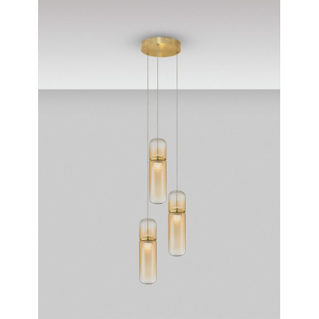 LUCES REBALVO LE45200 lampa wisząca złota 3 klosze LED 21W LUCES REBALVO LE45200 lampa wisząca złota 3 klosze LED 21W