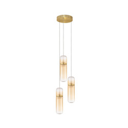 LUCES REBALVO LE45200 pendant lamp gold 3 lampshades LED 21W