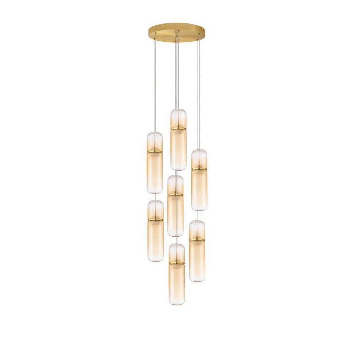 LUCES REBALVO LE45201 lampa wisząca LED 49W 7 kloszy złota