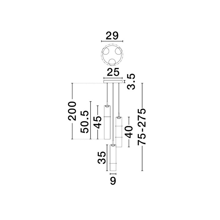 LUCES SARTANO LE45163/7 hanging lamp 3 LED tubes 3000K