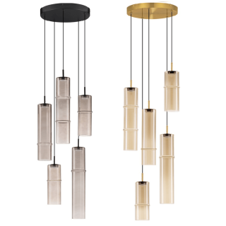 LUCES SARTANO LE45164/8 lampa wisząca 5 tub LED mokka, złota