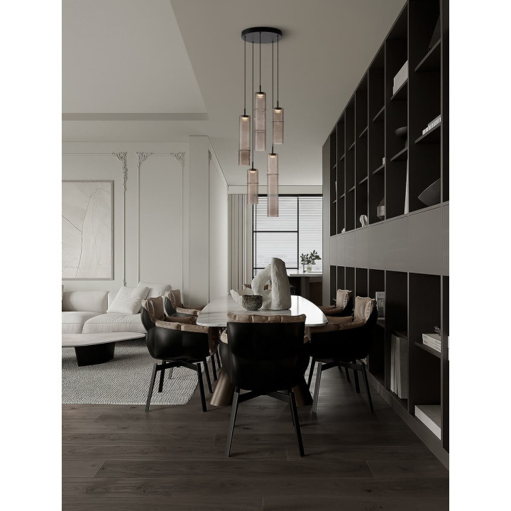 LUCES SARTANO LE45164/8 lampa wisząca 5 tub LED mokka, złota