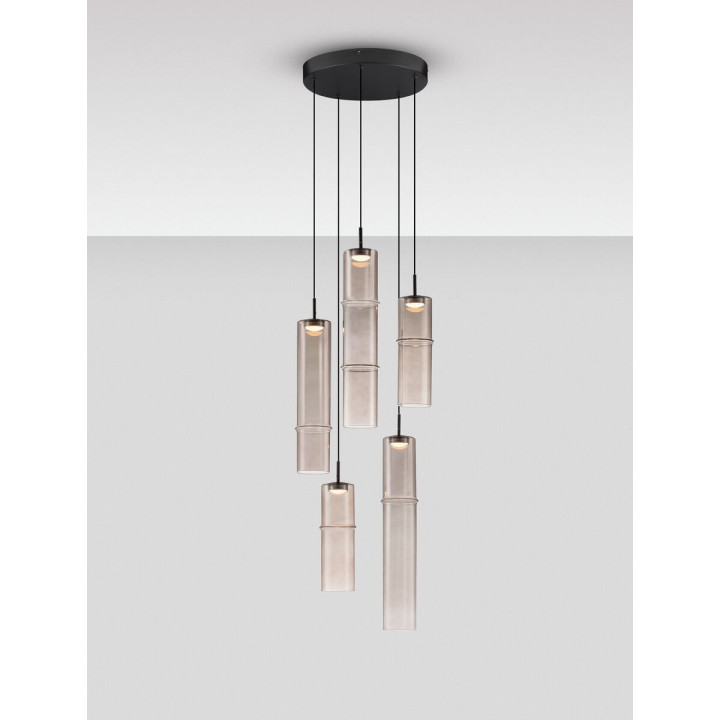 LUCES SARTANO LE45164/8 hanging lamp 5 LED tubes mocha, gold
