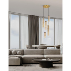 LUCES SARTANO LE45164/8 hanging lamp 5 LED tubes mocha, gold
