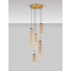 LUCES SARTANO LE45164/8 hanging lamp 5 LED tubes mocha, gold