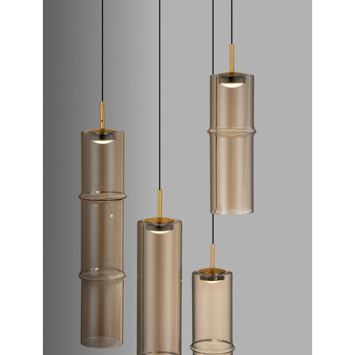 LUCES SARTANO LE45164/8 lampa wisząca 5 tub LED mokka, złota