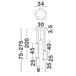 LUCES SARTANO LE45164/8 hanging lamp 5 LED tubes mocha, gold