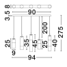 LUCES SARTANO LE45165/9 lampa wisząca LED 3000K 18W 5 kloszy