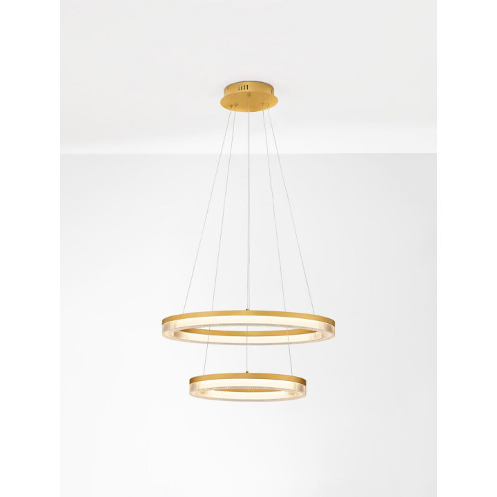 LUCES LANTELVO LE45393 lampa wisząca LED 47W 2-ring &ndash; złota