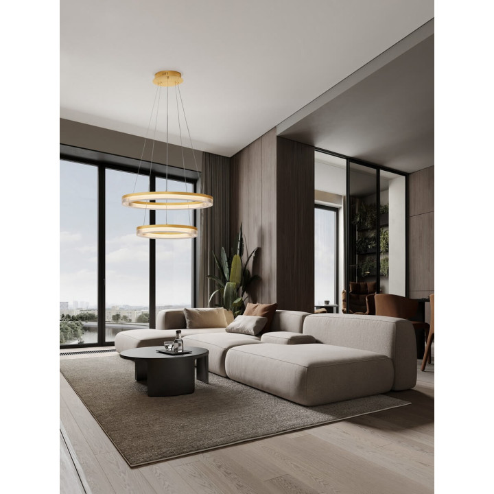 LUCES LANTELVO LE45393 LED pendant lamp 47W 2-ring &ndash; gold