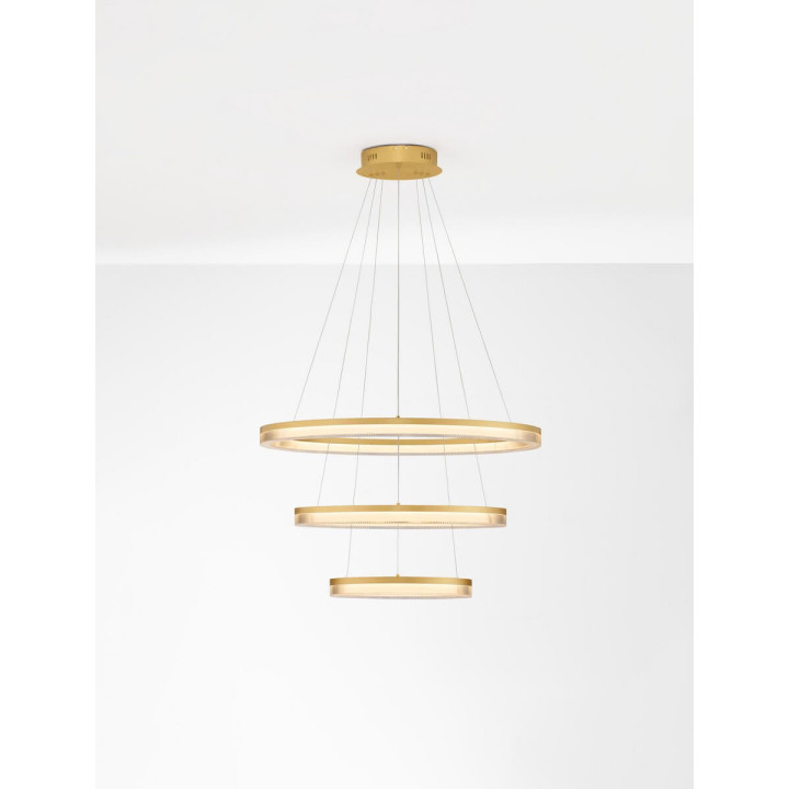 LUCES LANTELVO LE45394 lampa wisząca LED 3-ring &ndash; złota, 90W