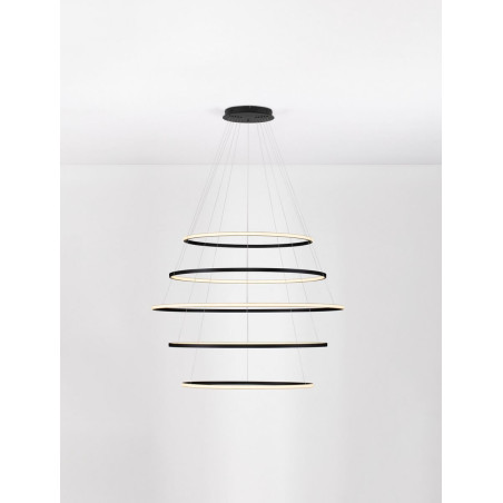 LUCES RESCARO LE45446 lampa wisząca LED 5-ring czarna LUCES RESCARO LE45446 lampa wisząca LED 5-ring czarna