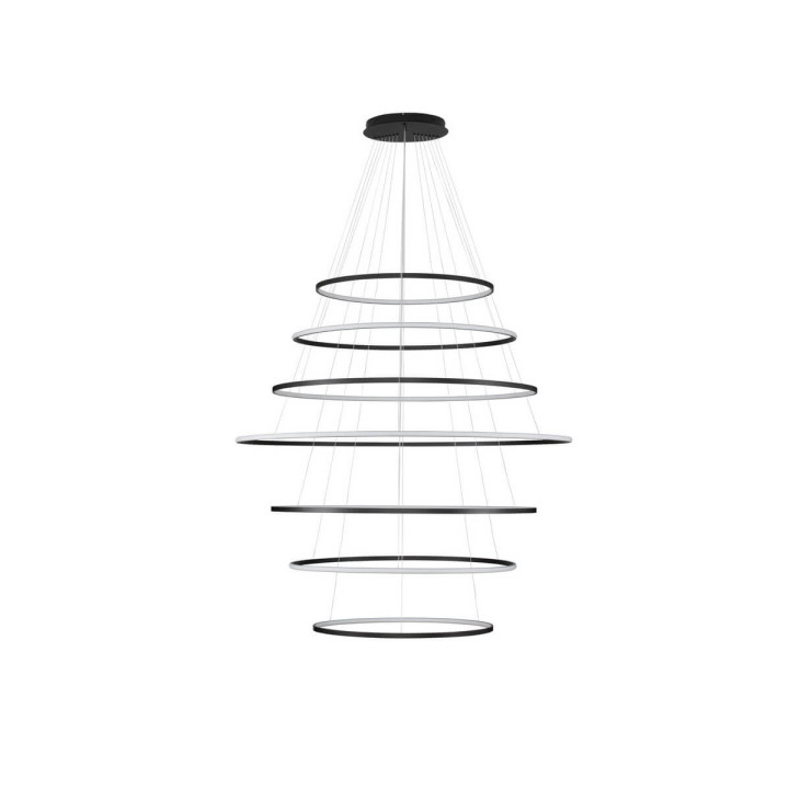 LUCES RESCARO LE45447 lampa wisząca LED czarna 7 okręg&oacute;w
