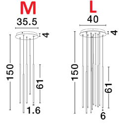 LUCES NOVENCIO LE45463/4 pendant lamp with 5 or LED tubes